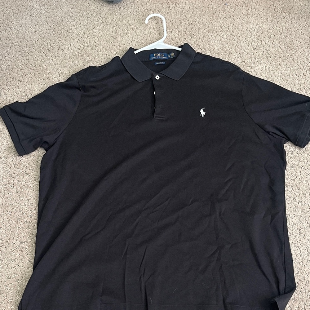 Polo by Ralph Lauren Men's Classic Black Polo Shirt white logo XL EUC